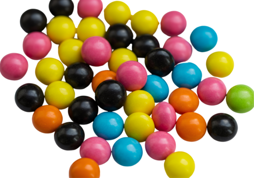 様々な色の甘いキャンディボールの散布図 白背景にカラフルな砂糖菓子のお菓子のコレクション デザートの背景に最適