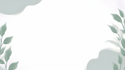 Obraz premium background with soft purple watercolor splashes and delicate green leaves scattered around the edges.