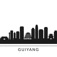 Naklejka premium Guiyang Skyline China Cityscape Silhouette.