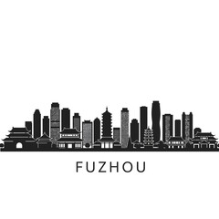 Fototapeta premium Fuzhou Skyline with City Silhouette, China, and Urban.