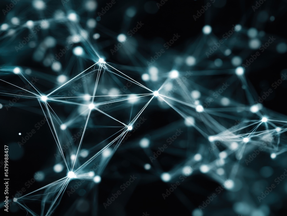 Aufkleber Abstract Network Connection Structure Close Up Showing Data Flow and Interconnectivity in Digital Space