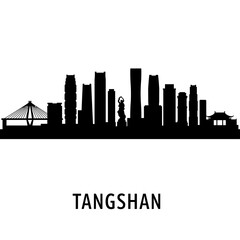 Obraz premium Tangshan China Skyline Silhouette with Black and White.