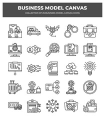 Business Model Canvas: 25 Essential Icons for Strategic Planning