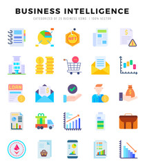 Simple Set of Business Intelligence Related Vector Flat Icons.