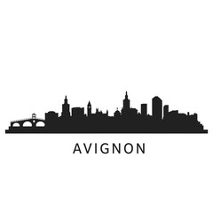 Obraz premium Avignon Skyline Silhouette Vector with Provence, and France.