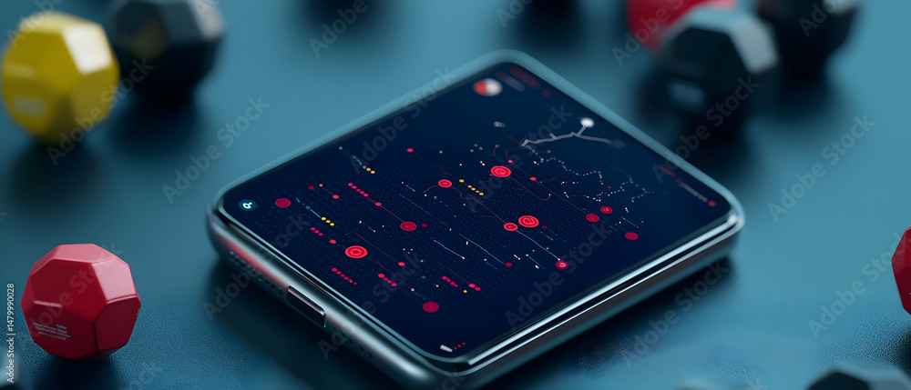 Aufkleber modern smartphone display with graphic data visualization
