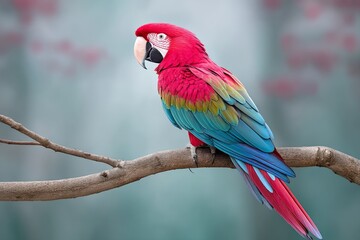 A close-up of a parrot with brightly colored feathers perched on a branch
