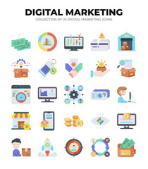 Collection of 25 Digital Marketing Icons. A Visual Guide to Business Growth