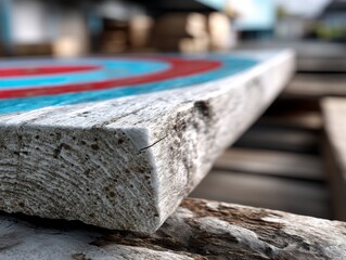 Wooden target with painted rings