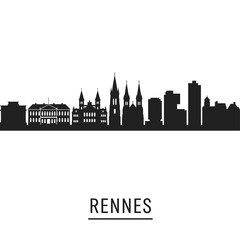 Fototapeta premium Panorama Rennes z sylwetką pejzażu miejskiego we Francji.