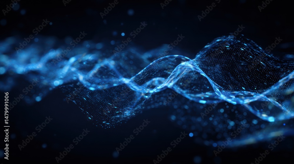 Poster abstract blue wave digital art a mesmerizing visualization of data flow and energy