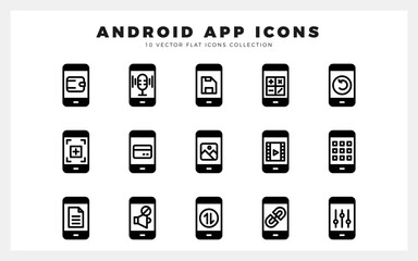 15 Android App Lineal Fill icon pack. vector illustration.