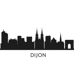 Naklejka premium Dijon Skyline France City Silhouette Landmark.