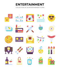 Vibrant Entertainment Icons. A Collection of 25 Colorful Party Symbols