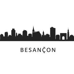 Fototapeta premium Besancon France Skyline Silhouette Black.