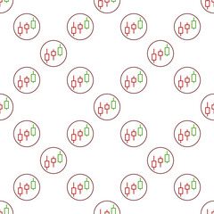 Cryptocurrency Candlestick Chart Investment and Trading vector thin line round seamless pattern
