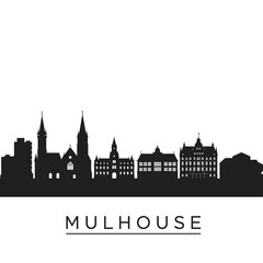 Mulhouse France Skyline Silhouette Vector.