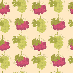 Seamless pattern with grapes. Grape bunches, crowns. Vector pattern with vines fruits.