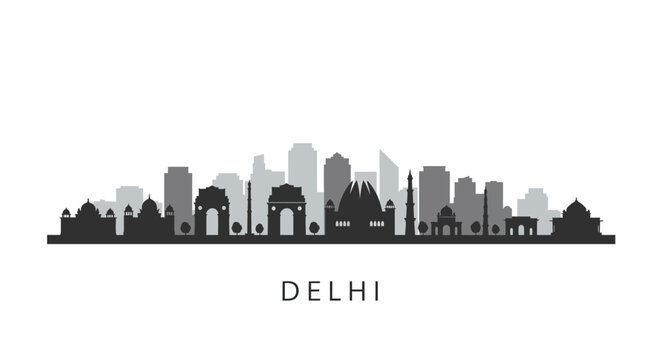 Delhi India Skyline Silhouette.