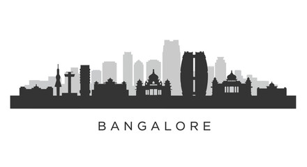 Fototapeta premium Bangalore Skyline with India Silhouette Vector.
