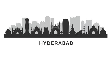 Fototapeta premium Hyderabad Skyline Silhouette India Landmark.