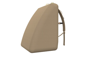 Beige Handbag with Gold Clasp and Straps on CLEAR Background for Fashion and Accessory Design, Contemporary Light Brown Daypack with Golden Details and Practical Carrying System on a PNG Transparent