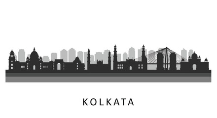 Obraz premium Kolkata Skyline with India Cityscape Silhouette.