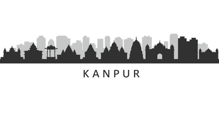 Fototapeta premium Kanpur Skyline Cityscape Silhouette India.