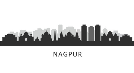 Naklejka premium Nagpur Skyline Indian City Vector Silhouette.