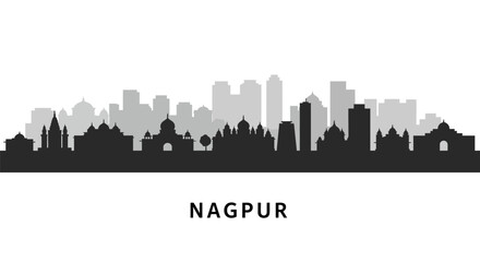 Naklejka premium Nagpur with India City Skyline Silhouette.