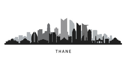 Obraz premium Thane Skyline City Silhouette India Vector.