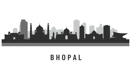 Fototapeta premium Bhopal Skyline India City Silhouette Vector.