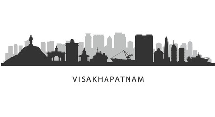 Fototapeta premium Visakhapatnam Skyline with India Cityscape Silhouette.
