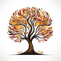 Fototapeta premium Colorful autumn tree with vibrant leaves in artistic design