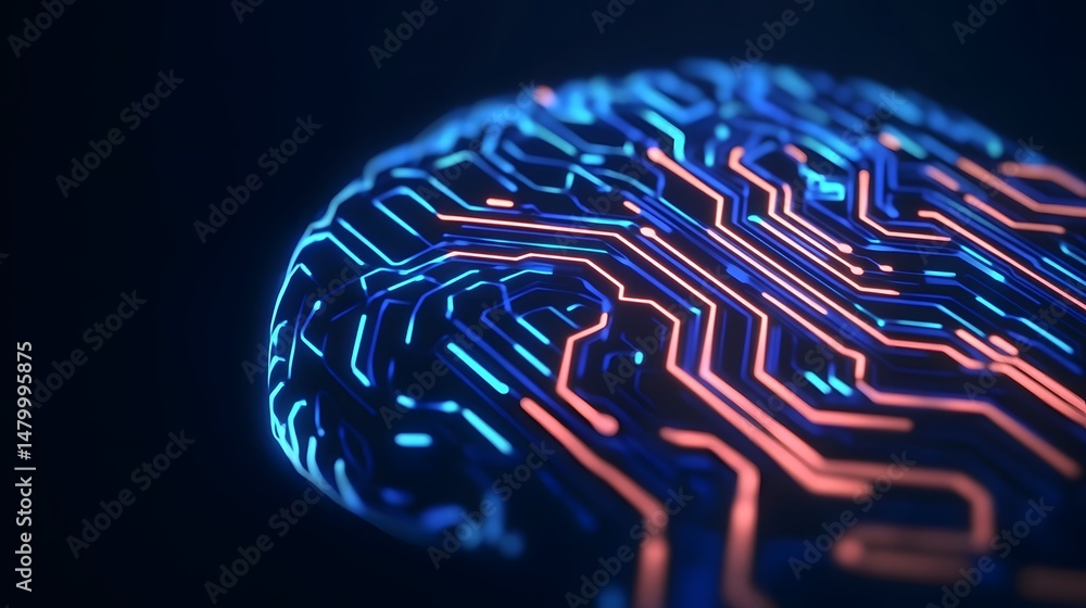 Poster futuristic digital data streaming and intelligence