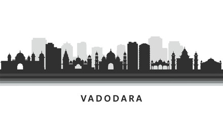 Vadodara India Skyline Silhouette Landmark.