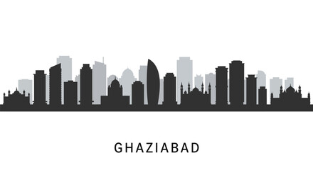 Ghaziabad City Skyline Silhouette with India.