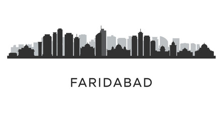 Fototapeta premium Faridabad City Skyline Silhouette Vector.