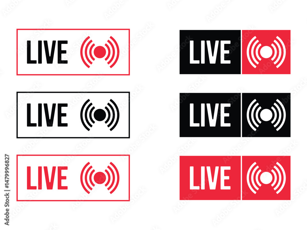 Poster set of live streaming symbol icon design vector isolated transparent background