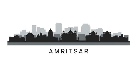 Amritsar Skyline Silhouette with India, and Cityscape.