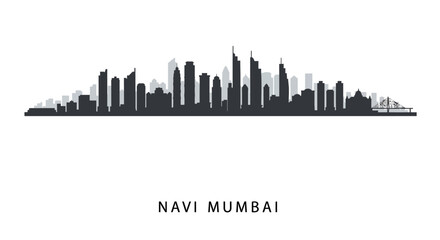 Fototapeta premium Navi Mumbai skyline silhouette with India.