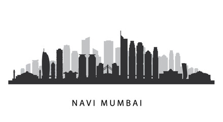 Naklejka premium Navi Mumbai Skyline Silhouette with Cityscape Vector.