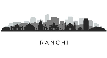 Fototapeta premium Ranchi Skyline India City Silhouette.