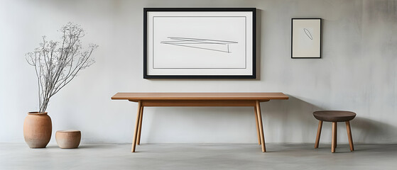 Modern Wooden Table In A Minimalist Interior