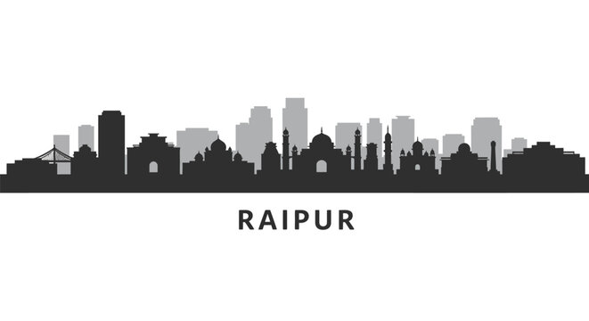 Raipur Skyline India City Vector Silhouette.