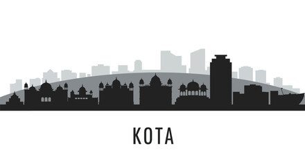 Naklejka premium Kota with India City Skyline Silhouette.