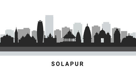 Obraz premium Solapur Skyline Silhouette India Landmark.