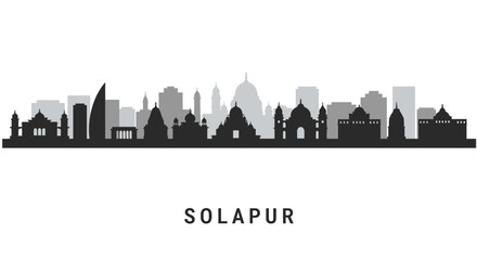 Obraz premium Solapur Skyline Maharashtra Vector Silhouette.