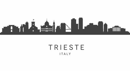 Naklejka premium Trieste Italy Skyline Black Silhouette Vector.