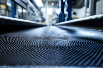 Carbon fiber fabric production line industrial manufacturing process close up view